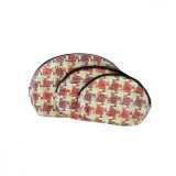 Set 3 genti pentru cosmetice, imprimeu carouri, culoare rosie, Global Fashion