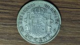 Spania - moneda de colectie argint 835 - 50 centimos 1904 SMV - Alfonso XIII - an unic de batere, greu de gasit !