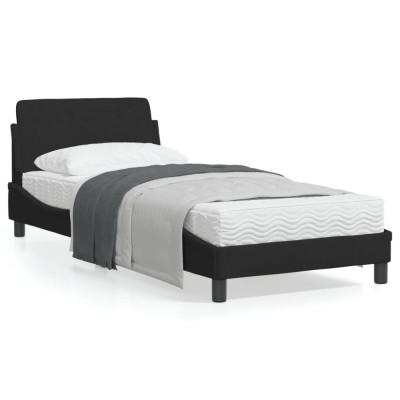 vidaXL Cadru de pat cu tăblie, negru, 90x190 cm, catifea foto