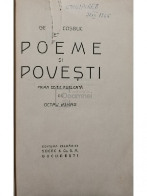 G. Cosbuc - Poeme si povesti (editia 1923) foto