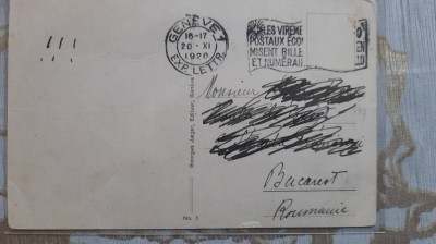 1920 CP Prima ad. gen. a Societatii Natiunilor stampila PRIMA ZI RARA foto