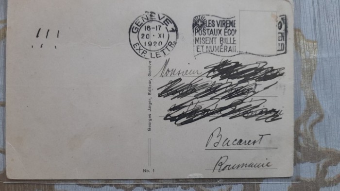 1920 CP Prima ad. gen. a Societatii Natiunilor stampila PRIMA ZI RARA