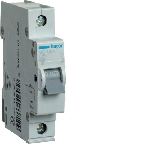 Siguranta automata 25A 1P Curba C 6ka Hager MC125A