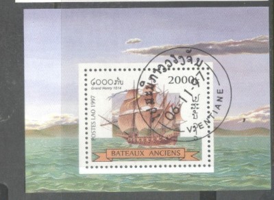 Laos 1997 Sailing ships perf. sheet Mi.B164 used TA.062 foto