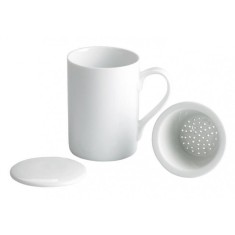 Set 6 cani cu capac si infuzor ceai din portelan, 170 ml