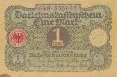 Bancnota Germania 1 Marca 1920 - P58 UNC- foto