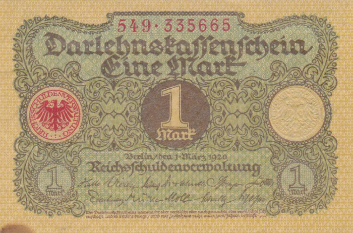 Bancnota Germania 1 Marca 1920 - P58 UNC-
