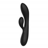 Vibrator Rabbit Kasia, 10 Moduri Vibratii, Silicon Lichid, USB, Negru, 21 cm, Guilty Toys