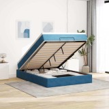VidaXL Cadru de pat otoman cu saltea Albastru &icirc;nchis 140x190cm catifea