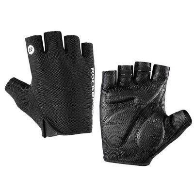 Manusi pentru Ciclism Marimea M - RockBros Half Finger Gloves (S106BK-M) - Black foto