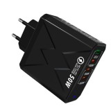 Incarcator Retea 4 in 1, PRESTIGE CHARGE&reg;, Fast Charge, 1 x USB, 3 x Type-C, PD 25 W + QC 3.0, Putere 50W, Incarcare Rapida Simultana, iPhone, Samsung