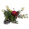 Ornament Crăciun, Floare Cu Clips, Frunze Verzi, Con Brad, Măr Roșu, 10cm