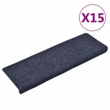 vidaXL Covorașe de scări cusătură punch, 15 buc., albastru, 65x21x4 cm
