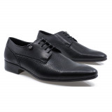 Pantofi Barbati, Nev-730, Elegant, Piele Naturala, Negru