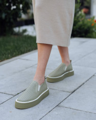 Pantofi casual piele- Olivo - 36, Verde olive foto