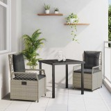 vidaXL Set de masă pentru grădină 3 pcs Gri deschis poliratan 3381016