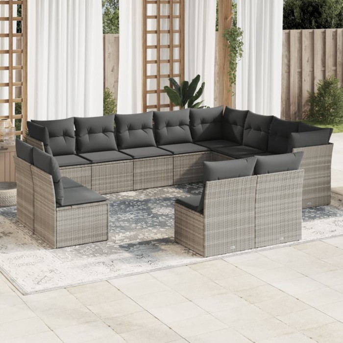 Gossi set canapele de gradina cu perne, 12piese gri deschis poliratan