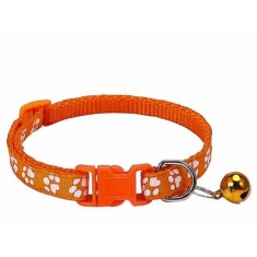 Zgarda ajustabila cu clopotel pentru caini si pisici, 18-32cm, Portocaliu