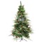 Brad artificial de Craciun, decorat cu conuri pin rosii, pentru interior/exterior, inaltime 210 cm, diametru 142 cm, 767 ramuri, Flippy, verde, suport