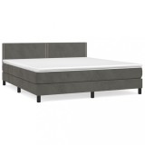 Cumpara ieftin Pat box spring cu saltea, gri inchis, 180x200 cm, catifea