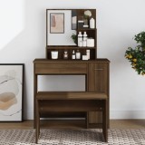 vidaXL Masă de toaletă cu oglindă, stejar maro, 86,5x35x136 cm