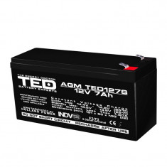 Acumulator stationar Ted Electric. 12 V, 7 Ah, F2, AGM VRLA, Plumb Acid