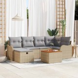 Cumpara ieftin Set de canapele pentru grădină cu pernă 7 pcs Bej Rattan poli