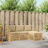 vidaXL Set de canapele de exterior cu pernă 4 pcs Alb și Bej Poliester 3391653
