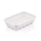Cumpara ieftin Cutie alimentara din plastic, pentru oua, etans, stivuibil, alb, 15 compartimente