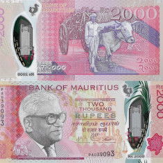 MAURITIUS █ bancnota █ 2000 Rupees █ 2018 █ P-67 █ POLYMER █ UNC █ necirculata