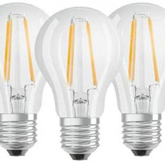 Set 3 becuri OSRAM LED cu baza E27, inlocuitor pentru 60W, alb cald 2700 Kelvin - RESIGILAT