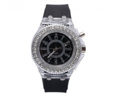 Ceas Activ LED, Jocuri de lumina 7 culori, 4 moduri flash, MyStyle Fashion Crystal Clasic Watch Black