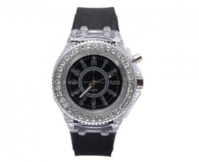 Ceas Activ LED, Jocuri de lumina 7 culori, 4 moduri flash, MyStyle Fashion Crystal Clasic Watch Black foto