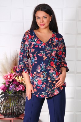 Bluza Eleganta Casi floral navi - 62Marimea foto