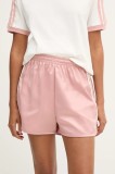 adidas Originals pantaloni scurți Ruffle Shorts culoarea roz, cu imprimeu, high waist, KC8818