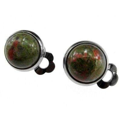 Cercei clips inox cu piatra naturala unakit 10 MM foto