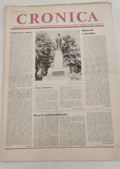 CRONICA - săptăm&acirc;nal politic-social-cultural (17 iunie 1988) Nr. 25
