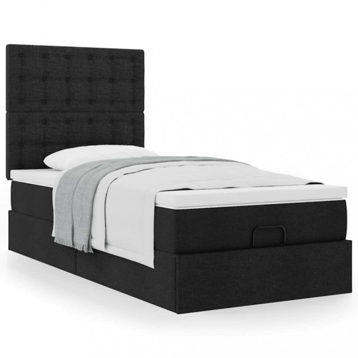 Gossi cadru pat otoman cu saltea tesatura neagra 90x200cm