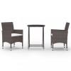 Set mobilier bistro, 3 piese, maro, poliratan/sticla securizata
