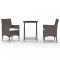 Set mobilier bistro, 3 piese, maro, poliratan/sticla securizata