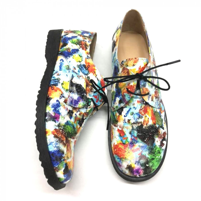 Pantofi din piele naturala Oxford Pax Flowers