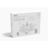 Set de constructie magnetic, 108 piese, Magnetic Tiles, multicolore de forme geometrice diferite, 2D, 3D