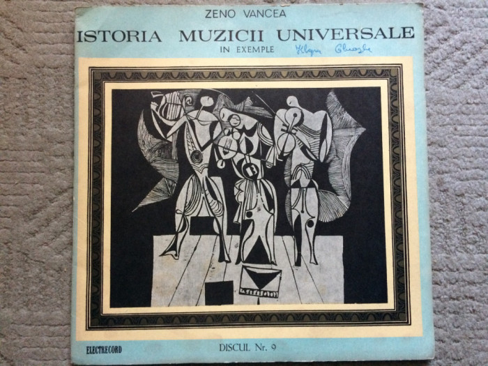 Zeno Vancea &lrm;istoria muzicii universale in exemple Nr. 9 W.A. Mozart disc vinyl lp muzica clasica EXE 0824 VG+