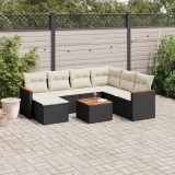 Cumpara ieftin Gossi set mobilier de gradina cu perne, 8 piese, negru, poliratan
