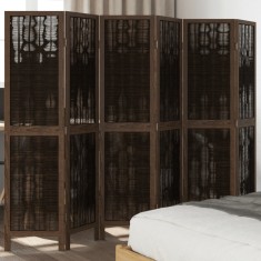 vidaXL Paravan cameră&nbsp;6 panouri, maro &icirc;nchis, lemn masiv paulownia 358665