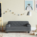 Canapea pentru copii, gri &icirc;nchis, 70x45x30 cm, catifea GartenMobel Dekor, vidaXL