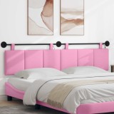 vidaXL Tăblie de pat suspendată Cu lumină LED Roz Țesătură 3424838