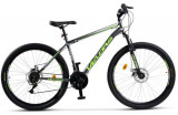 Bicicleta MTB-HT Velors V2709A, 18 Viteze, Roti 27.5inch, Cadru 18inch, Frane pe disc (Gri/Verde)