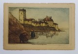 CHATEAU DE LA NAPOULE , GRAVURA COLOR de G. SCHLUMBERGER , TIP CARTE POSTALA , INTERBELICA