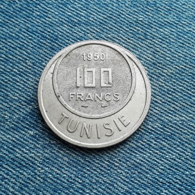 1i - 100 Francs 1950 Tunisia / Tunisie foto
